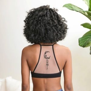Dream Catcher Crescent Moon Tattoo Mesh Bralette